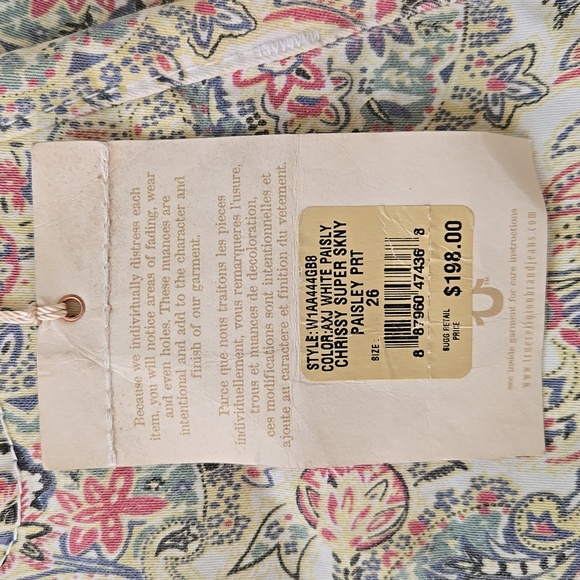 NWT true religion chrissy white paisley skinny jeans 26 - Picture 3 of 10